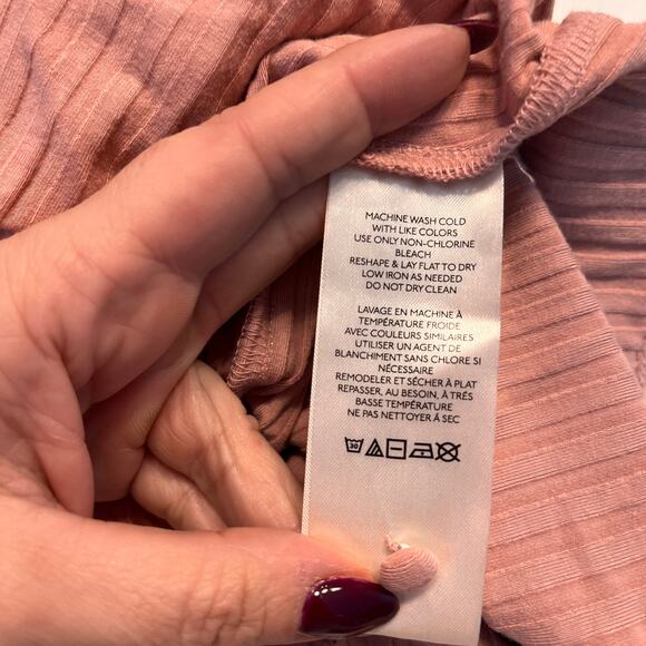 Anthropologie Pink Ribbed Off-The-Shoulder Long Sleeve Top Size 1X - Picture 4 of 9